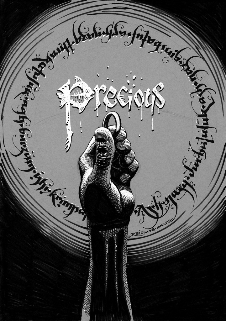 Inktober 2018 : Precious / Précieux : Gollum et l'anneau unique